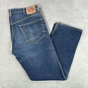 Levis 505 Jeans Mens 38x33 (Fits 38x32) Blue Medium Wash Straight Leg Casual